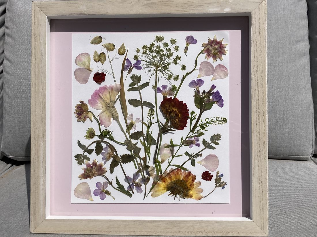 Pressed and framed wedding flowers